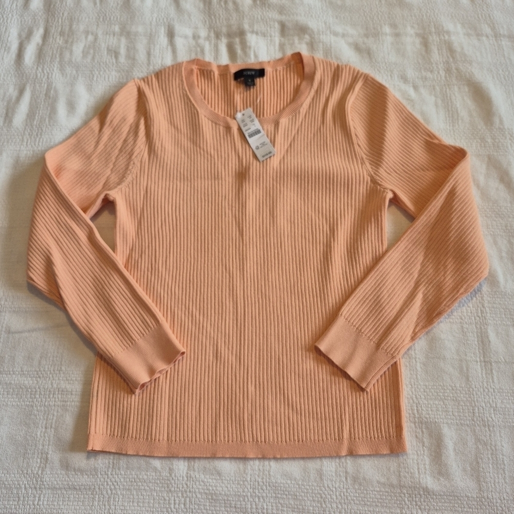J. Crew women's Small Supersculpt peach long sleeve ribbed shirt style BJ591 NWT